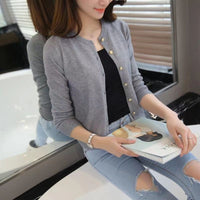 Sweater Coat Women's Knitted Cardigan Round Neck Long Sleeve Top