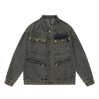 Punk High Street Design Sense Niche Tooling Denim Jacket Autumn