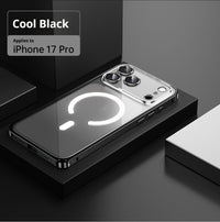 Applicable 17 Metal Frame Phone Case Magnetic Suction Spring Fastener Transparent Eagle Eye Lens Protective Cover
