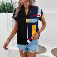 Casual Comfortable V-neck Printed Loose-fit Blouse