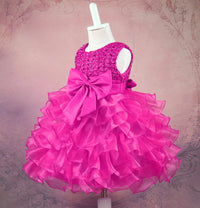 Girls' Bow String Beads Flower Princess Dress