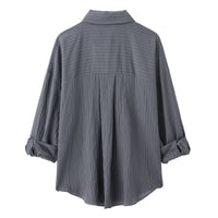 Classic Adjustable-Length Sleeve Striped Shirt For Women