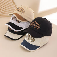 Fashionable Embroidered Lettered Patchwork Mountain Peak Short Brimmed Baseball Cap With Soft Top, Versatile And Adjustable Visor, Suitable For Outdoor Cycling.