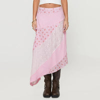 Retro Low Waist Floral Print Skirt