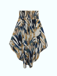 Irregular Abstract Print Skirt With A Casual, Fitted Waist And Tie-up Design Perfect For A Laid-back Vacation Look