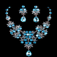 Butterfly Big Water Drop Necklace Earring Set Wedding