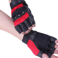 Men's leather warm half finger gloves
