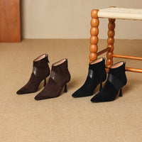 Spliced Short Martin Boots With Genuine Leather And A Slender Heel