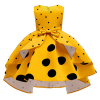 Girls' dress size wave dot retro princess dress