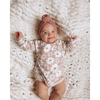 Long Sleeve Round Neck Small Flower Pattern One-piece Baby Romper