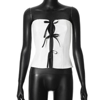 Women's Contrast Color Bow Rope Tube Top