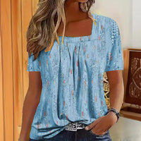Women's Fashion Print Round Neck Short-sleeved Top