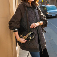 Plus Size Hooded Stitching Down Cotton-padded Jacket Thick Coat