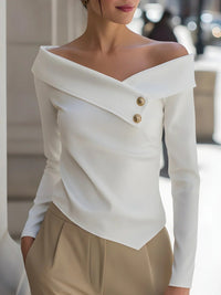 Autumn Elegant Women's Off-Shoulder Long Sleeve Shirt