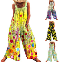 Women's Printed Ladies Bib Wide-Leg Jumpsuit