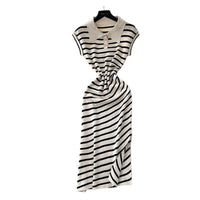Retro Short-Sleeve Striped Dress For Women