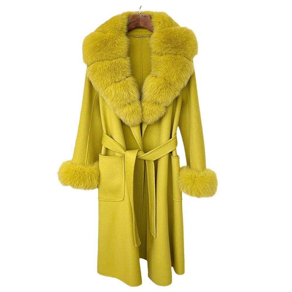 Double-sided Water Ripple Woolen Coat For Women