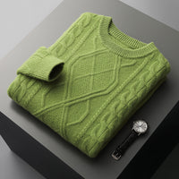Men's Pullover Twist Round Neck Base Knitwear Loose-fitting Oversized Sweater