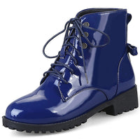 Front Lace-up Martin Lacquered Large Size Foreign Trade Women's Short Boots