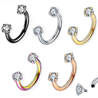 Stainless Steel Hoop Earrings With Diamond-encrusted Zircon Studs For Cartilage Piercings