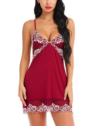 Women Sexy Strappy Back Lace Nightdress