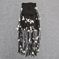 Women's European And American-style Sexy Strapless Tassel Bodycon Dress