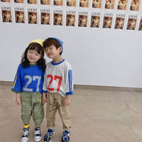 Colorblock round neck print T-shirt