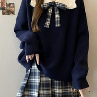Doll Collar Knitted Sweater Women's Short Warm