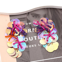 European And American Exaggerated Dopamine Handmade String Bead Flower Earrings