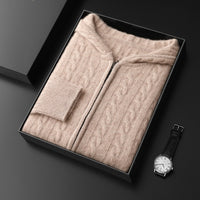 Men's Hooded Loose Long Sleeves Thick Twist Knitted Sweater
