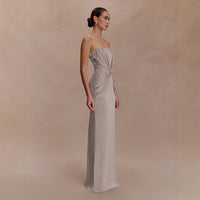 European And American-style Waist-tied Figure-hugging Womens Long Evening Gown