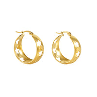Stainless Steel 18K Gold-Star Hollow-Out Earrings Retro Design