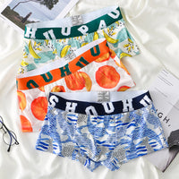 Printed Ice Silk Men's Four Seasons Sexy And Breathable Boxers