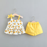 Children's Clothing Girls Sleeveless Suit Two-piece Blouse And Shorts