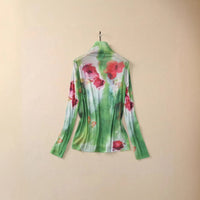 Womens High-neck 3D-cut Printed Top