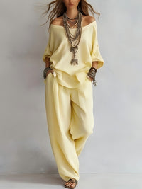 Women's Casual Loose Top And Wide-Leg Pants Set