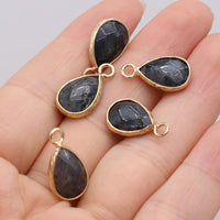 Natural Stone Drop-shaped Gold-plated Edge Pendant