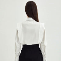 Niche European, American And French Style Commuter Right-angle Shoulder Slimming Shirt Women's Long Sleeve Stitching Sense