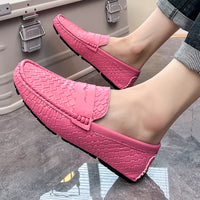 Mens Woven-pattern Leather Shoes Slip-on Loafers