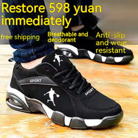 Winter Cotton-padded Leather Shoes Male Warm With Velvet Men's High-top Leather Shoes