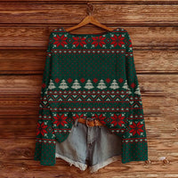 Off-the-Shoulder Pullover Sweater With 3D Print