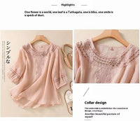 Spring And Summer Loose Artistic Vintage Cotton And Linen Embroidered Shirt