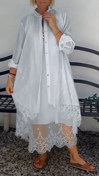 Women's Round-neck Sleeveless Hollow-out Long Dress
