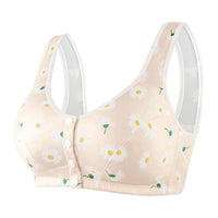 Women's Printed Wireless Wide Shoulder Strap Vest-style Soft Cotton Front Buckle