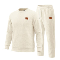 Embossed Letter Crewneck Sweatshirt And Pants Set