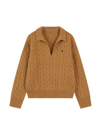 Collar Embroidery Loose-fitting Long Sleeve Sweater Women