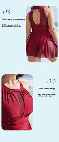 Women's Round Neck Lace One-piece Swimsuit
