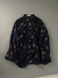 Japanese-style Double-Layer Cotton Gauze Printed Long-Sleeve Shirt Top For Women