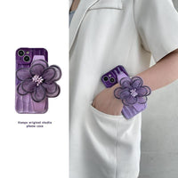 Purple Lace Floral Wristband Phone Case