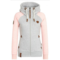 Womens Personalized Leather Patch Contrast-color Hoodie Authentic Quality
